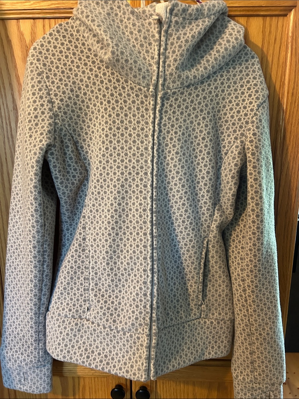 Bench Light Gray Patterned Zip-Up Hooded Sweatshirt Jacket